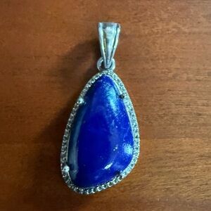 Ladies Sterling Silver Lapis Tear-drop Pendant